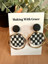 Load image into Gallery viewer, Checkered Gold Hoops