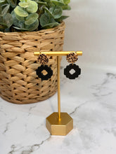 Load image into Gallery viewer, Black and Leopard earrings