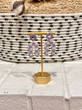 Load image into Gallery viewer, Purple Checkered Earrings
