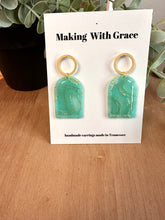 Load image into Gallery viewer, Dome Seafoam Faux Agate Earrings
