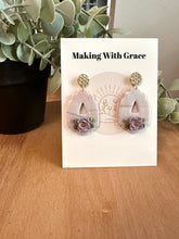Load image into Gallery viewer, Purple Flower Drop Earring
