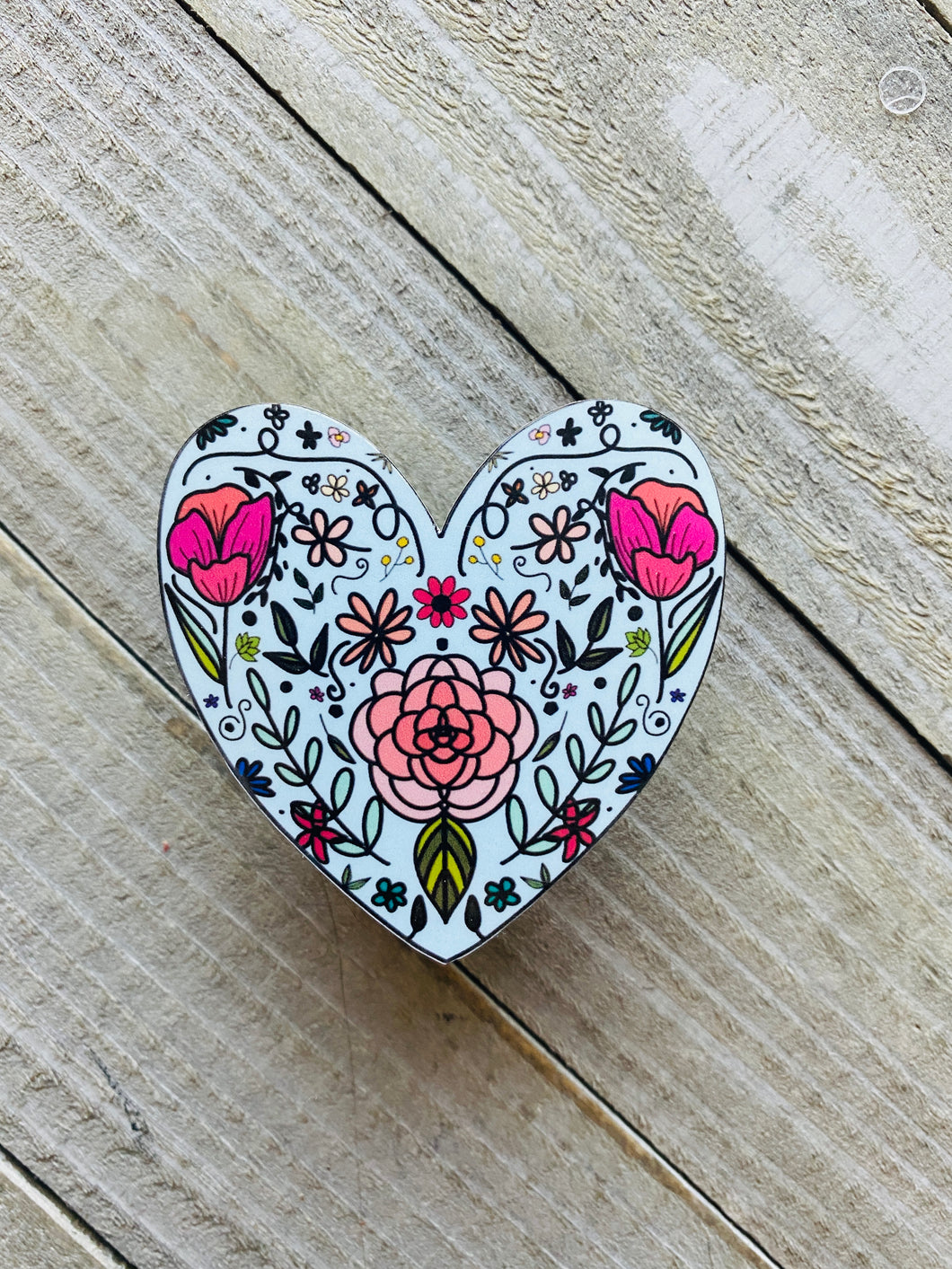 Hand Drawn floral heart - Sticker