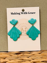 Load image into Gallery viewer, Scalloped Teal Earrings
