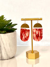 Load image into Gallery viewer, Red Marble Drop Earrings
