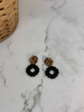 Load image into Gallery viewer, Black and Leopard earrings
