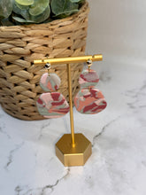 Load image into Gallery viewer, Pink and green marbled earrings
