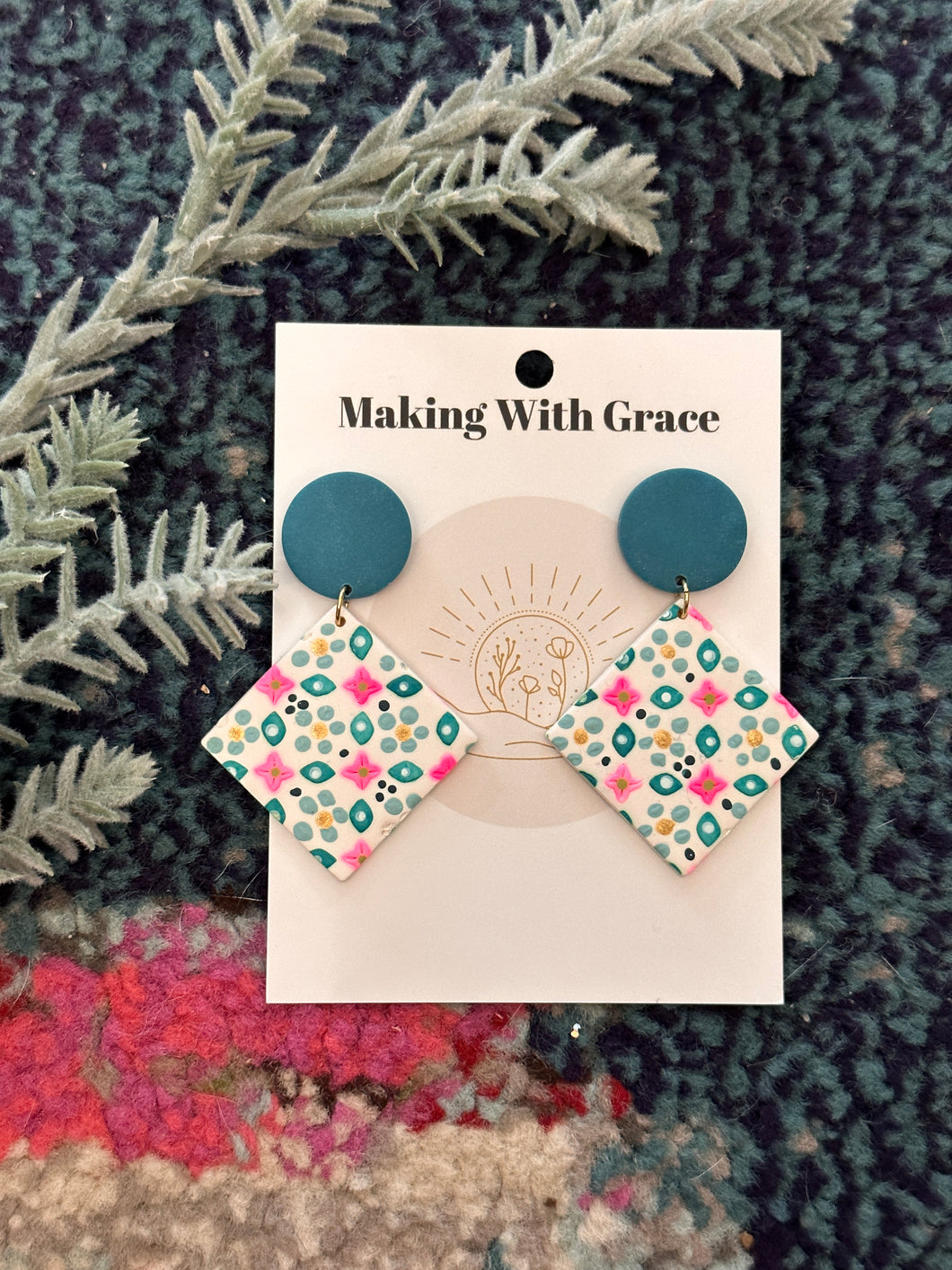 Bright hand painted earrings
