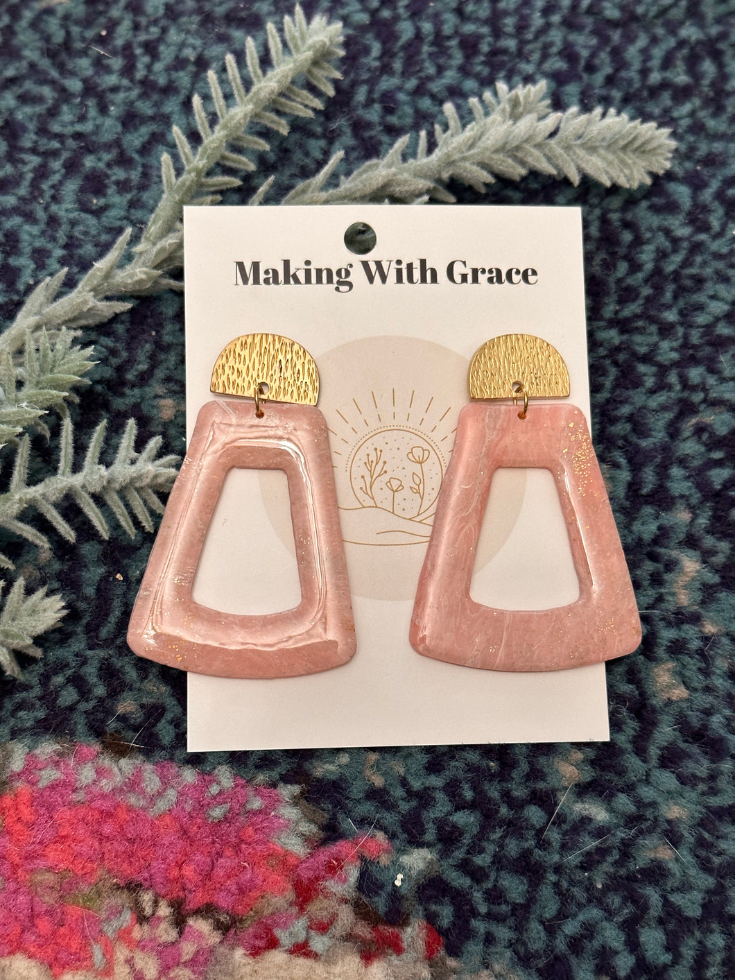 Faux Pink Ice Drop earrings