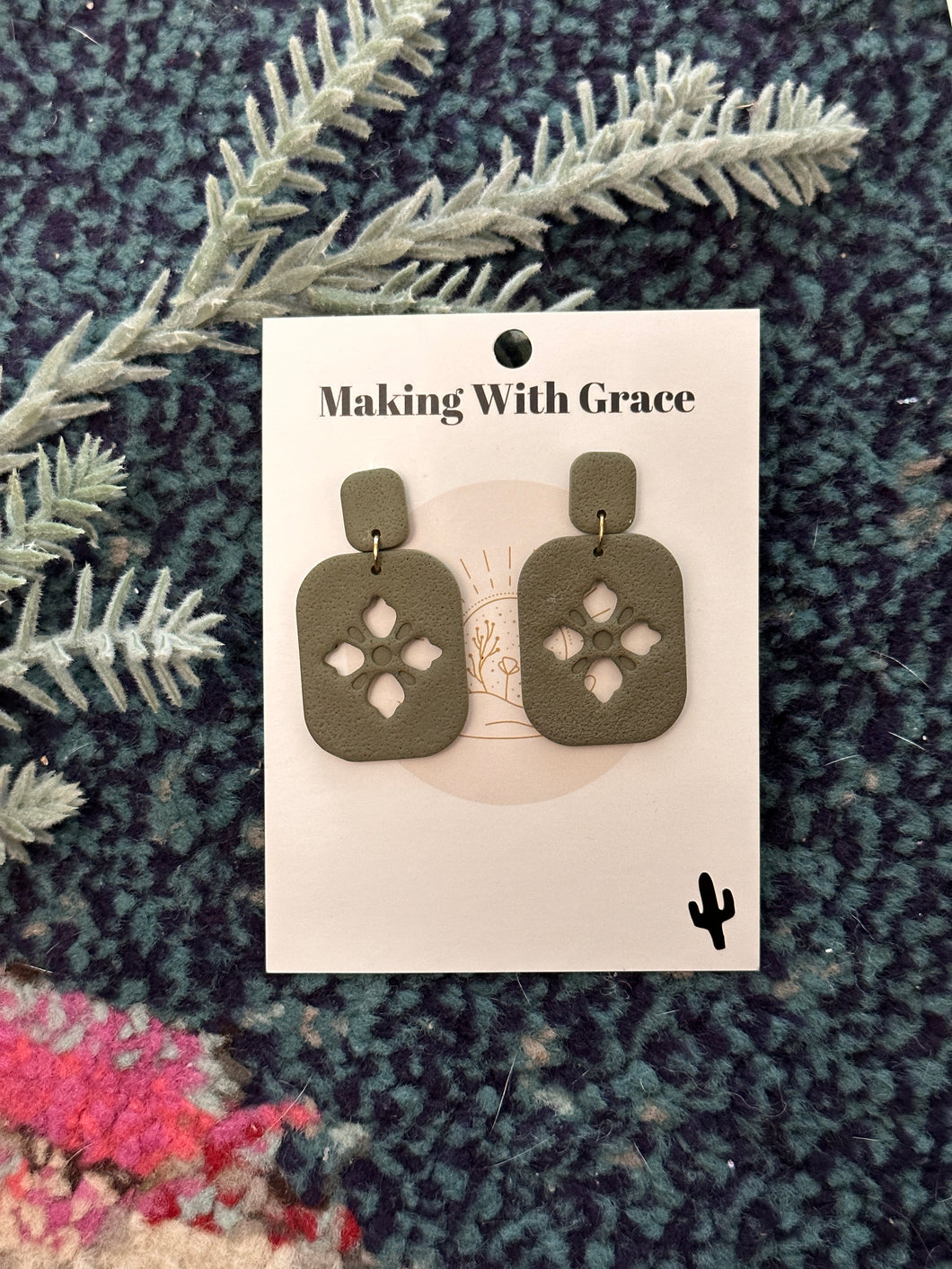 Olive punch out earrings